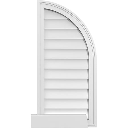 Ekena Millwork Quarter Round Top Right Surface Mount PVC Gable Vent w/ 2"W x 2"P Brickmould Sill Frame, 16"W x 34"H GVPQR16X3403SN